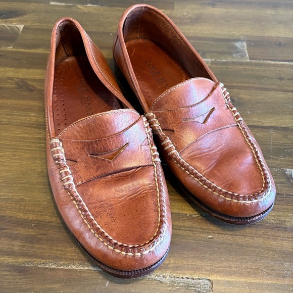 Cole Haan Mens Loafer Dress Shoes Penny Slip On Brown Leather 9 Brazil Stitching main image 7